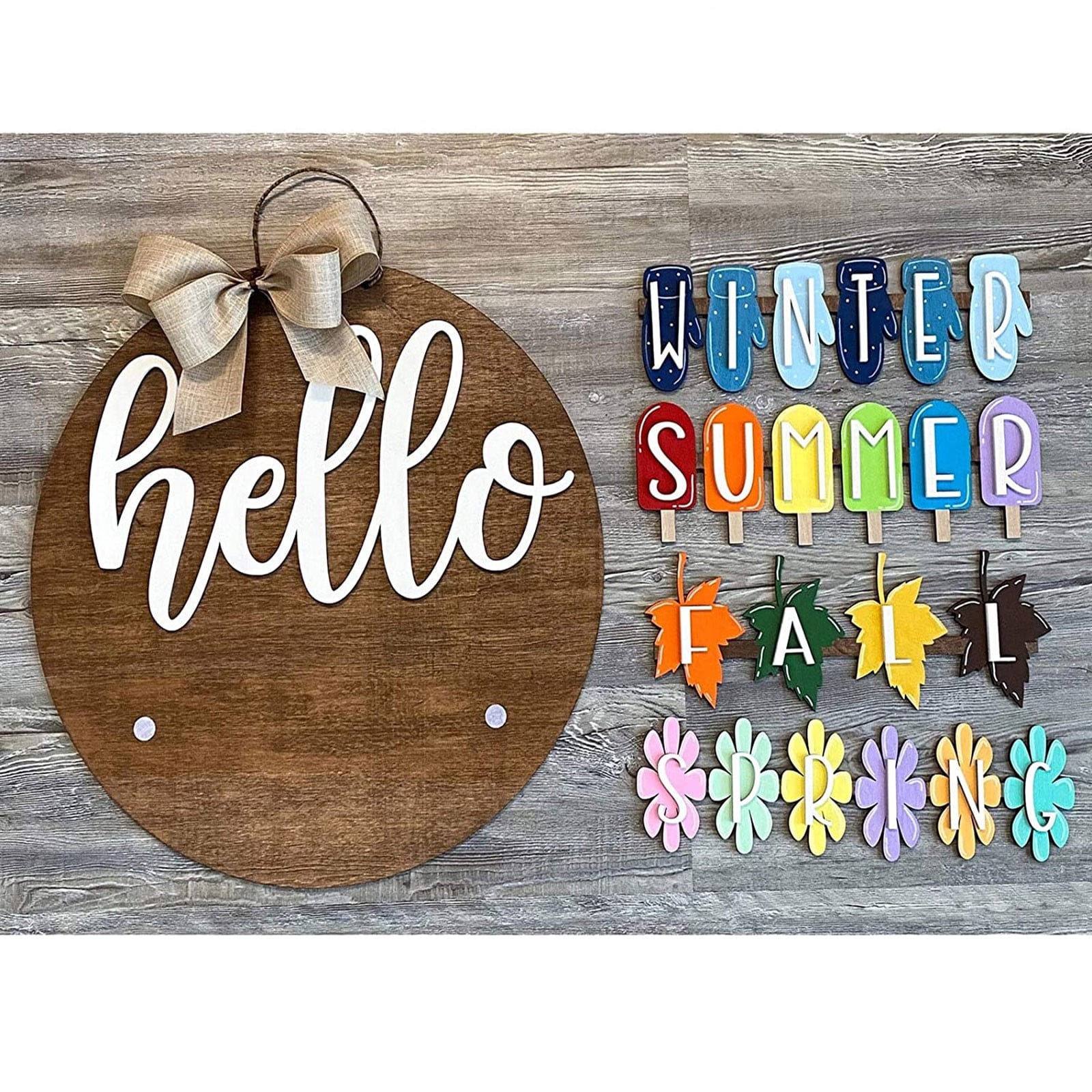 Easonal House Sign, Interchangeable HelloSign For Front Door Decor