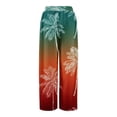 thumbnail image 5 of Petite Boho Print Palazzo Pants for Women High Waist Wide Leg Dressy Beach Vacation Trousers Saffron L, 5 of 7