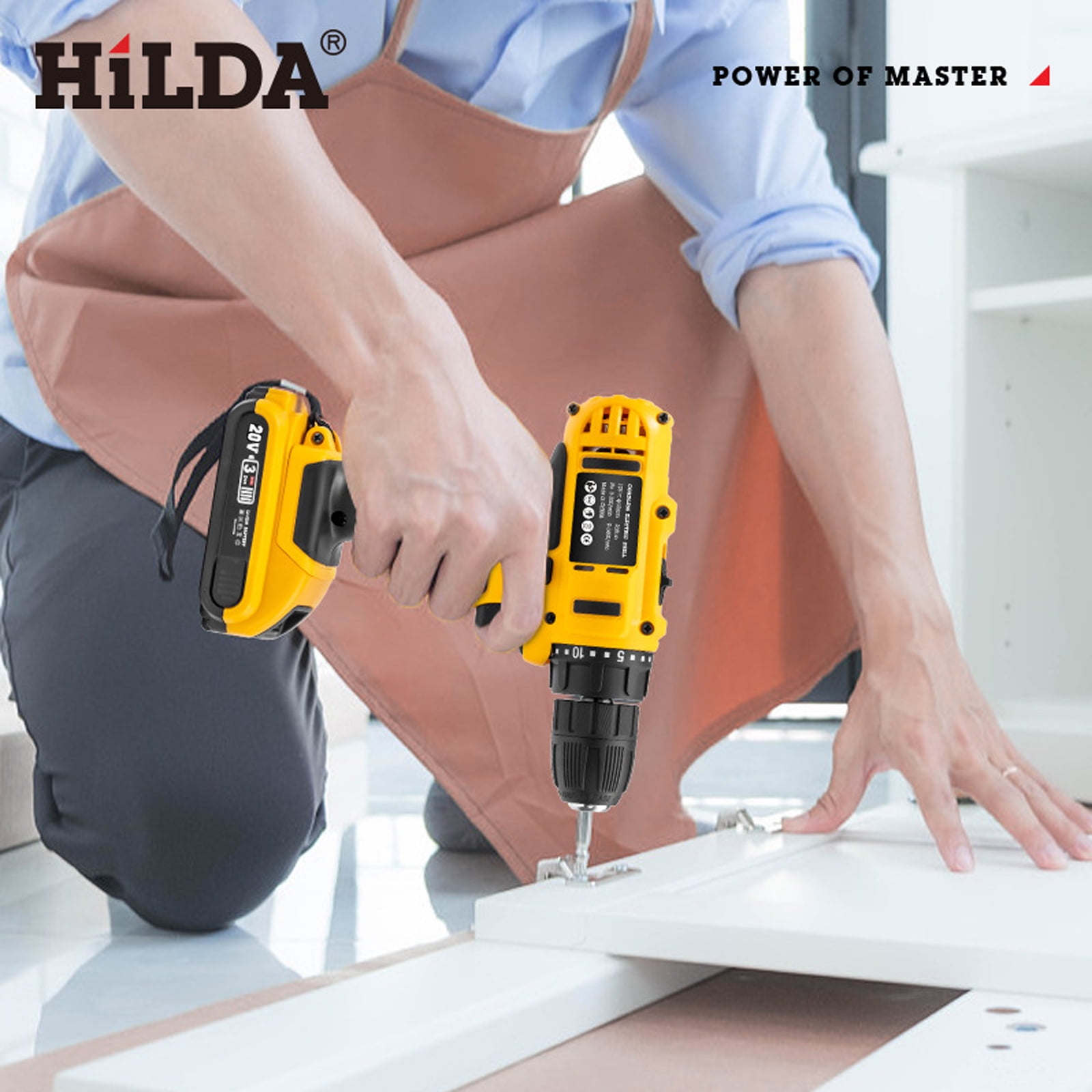 HiLDA Cordless Drill 20V Impact Drill Driver 3/8'' Electric Drill Set - Variable Speed Trigger, 1500mAh Lithium-Ion Battery - Walmart.com