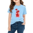 thumbnail image 4 of Kids Valentine's Day Shirt, Girls Short Sleeve Heart Jar Print T-Shirt, 100% Cotton Casual Blue Top for Kids, Sizes 110 120 130 140 150,Size 7 T, 4 of 9