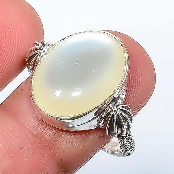 Mabe Pearl 925 Sterling Silver Boho Ring s.10.5 R7459-22, Christmas Gift, Gemstone Silver Jewelry, Pearl Ring, New Year Sale