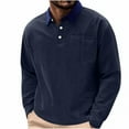 thumbnail image 2 of Yteetum Men's Corduroy Polos Shirts Oversized Lapel Quarter Button Long Sleeve Golf T Shirts Top Mens Casual Solid Plus Size Turndown Collar Loose Classic Athletic Tee Shirt with Pocket Spring Clothe, 2 of 9