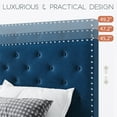 thumbnail image 4 of Einfach Upholstered Bed Frame with Adjustable Headboard, Delicate Velvet Cover, Blue, Queen Size, 4 of 6