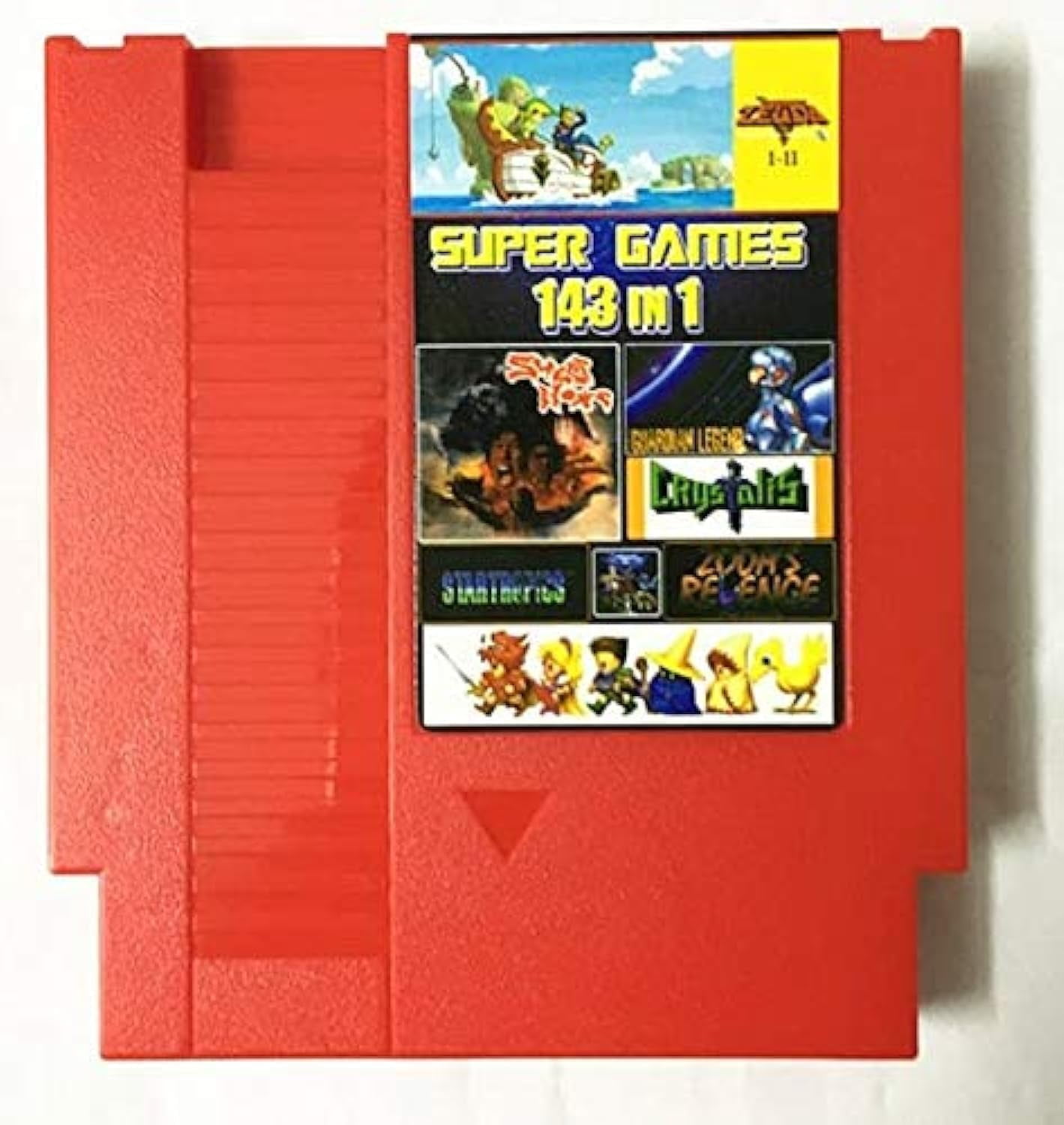 143 in NES Super Games Multi Cart 72 Pin bit Red Game