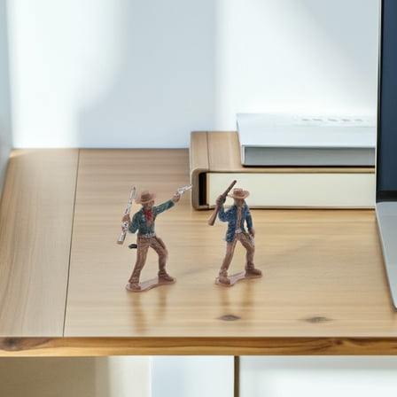 OFFIGAM 12Pcs Cowboys Plastic Figures Assorted Color Miniatures for Western Photo Props