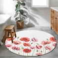 thumbnail image 4 of Area Rug 48in, Watercolor Poppy Farm Flower Floor Carpet Living Room Rug, Blossom Floral Herb Non-Slip Welcome Mat Indoor Rugs for Bedroom Dining Room, 4 of 9