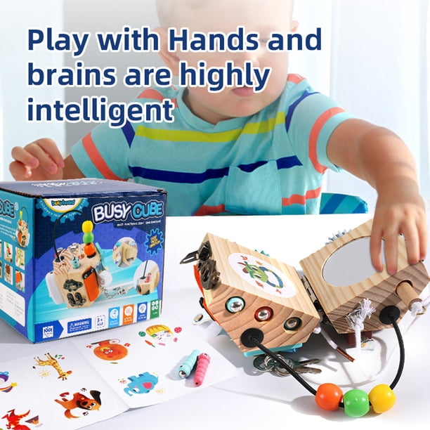 Cubo Ocupado Cubo ocupado Desarrollo cognitivo Tablero ocupado de madera Montessori Juguetes para niños niñas