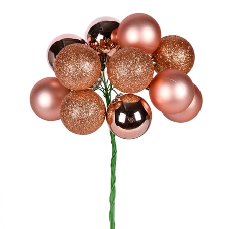 Vickerman 12 Rose Gold Ball Ornament Christmas Pick 4 per set