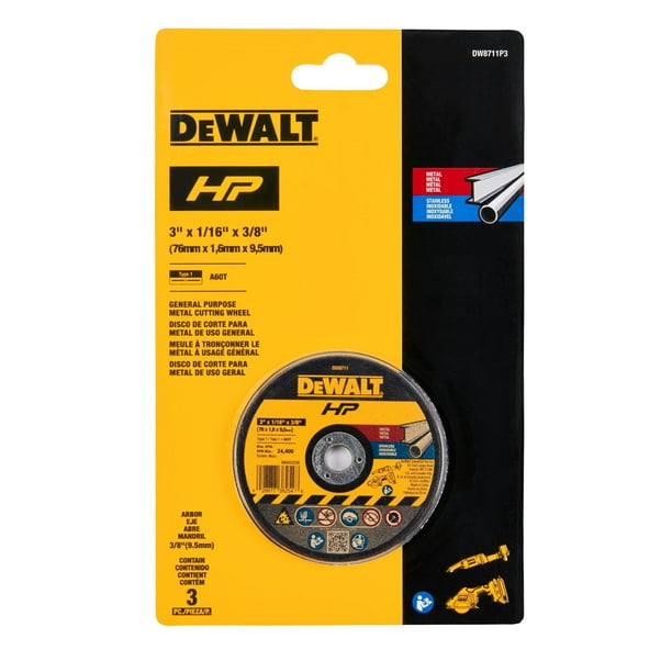 Disco de corte DEWALT DW8711P3 de 3 pulgadas, paquete de 3