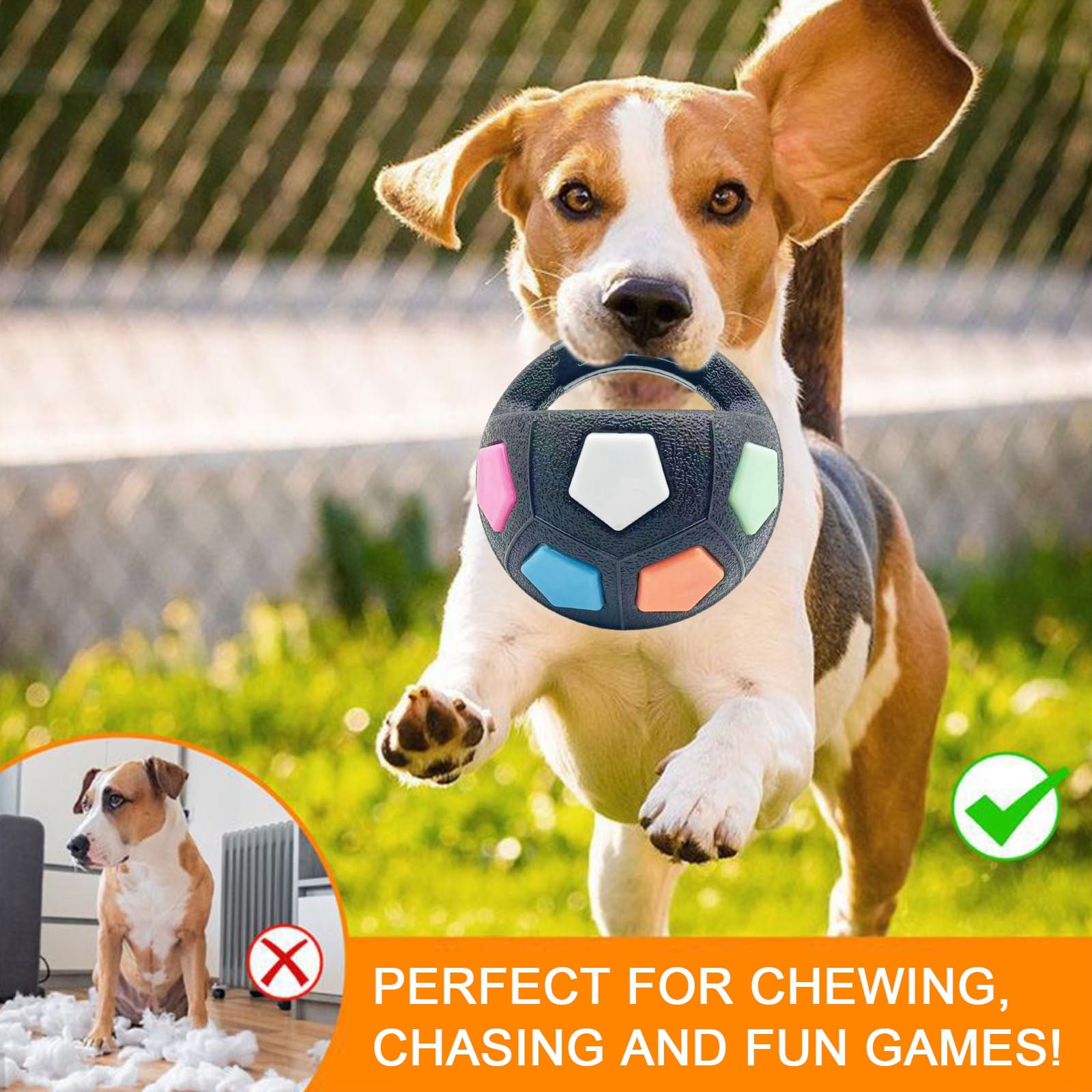 JilgTeok 3 Packs Dog Calming Ball Squeaky Interactive Rubber Toy for Anxiety Relief Chew Resistant Training Outdoor Water Play Floating Fetch Game for Large Breed Dogs