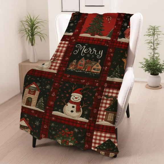 Christmas Flannel Throw Blanket Super Soft Plush 50x70 Inch Reversible Lightweight Cozy Blankets for Couch Bed Sofa Decor Holiday Gift