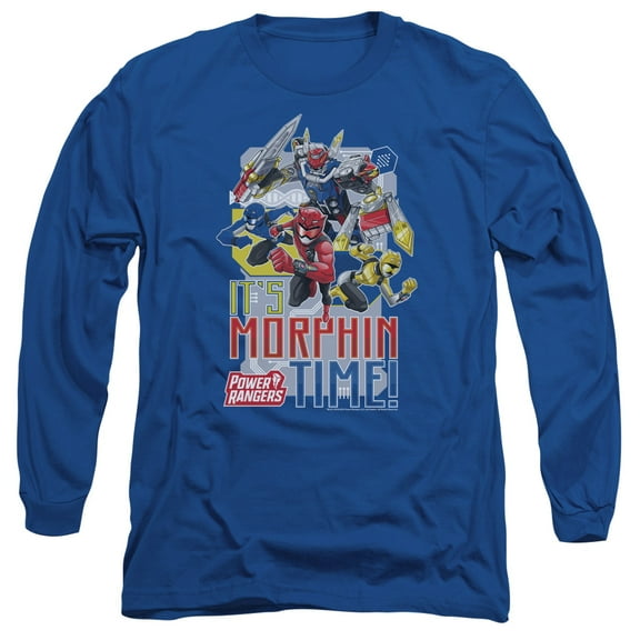 Power Rangers Morphin Time Long Sleeve Adult 18/1 T-Shirt Royal Blue