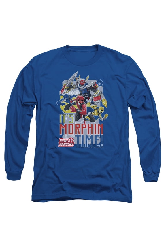 Power Rangers Morphin Time Long Sleeve Adult 18/1 T-Shirt Royal Blue