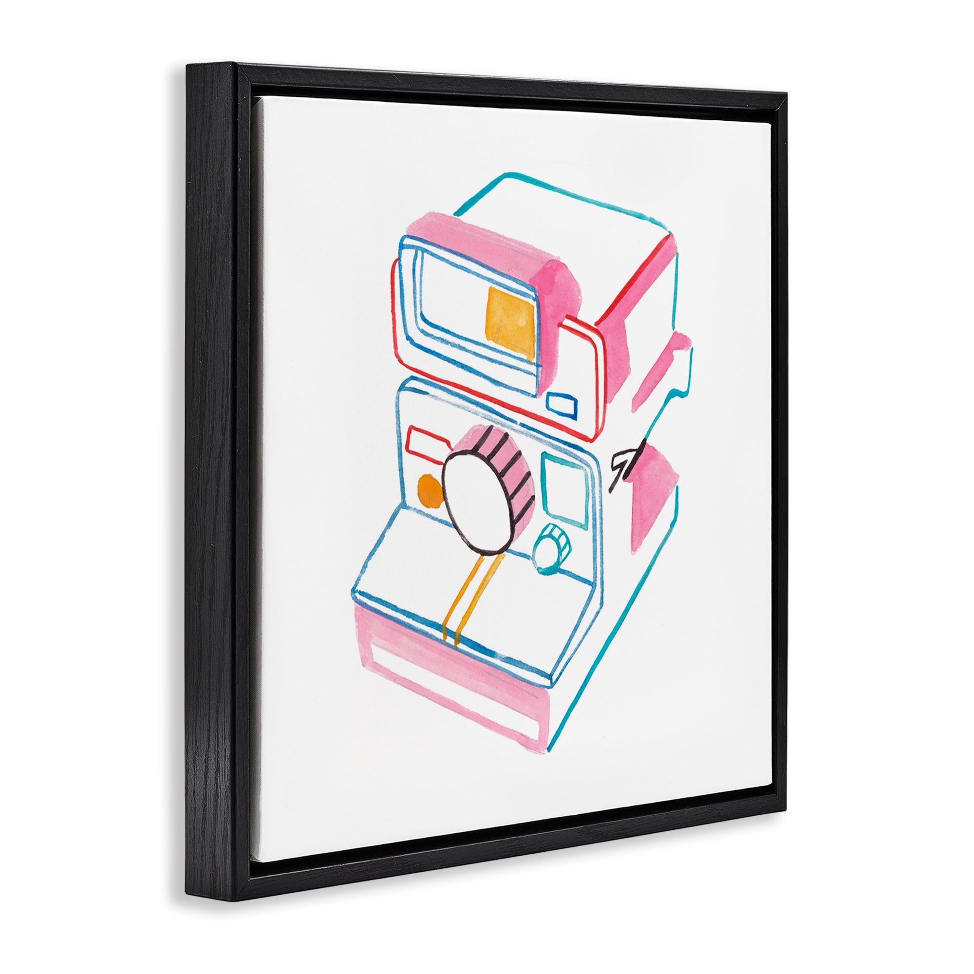 Stupell Industries Pastel Film Camera Novelty Painting Black Floater Framed Art Print Wall Art, 18 x 18