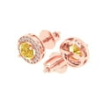 thumbnail image 2 of 14K Solid Gold Screw Back Stud Earrings for Women | 1.18 cttw Round Cut Simulated Yellow Diamond | Rose Gold, 2 of 5