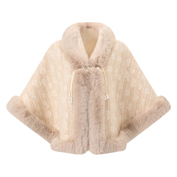 Levmjia Women Shawl Lace Wrap Cape Soft Warm Open Front Cardigan Elegant Outerwear Autumn Winter Daily Dating Casual