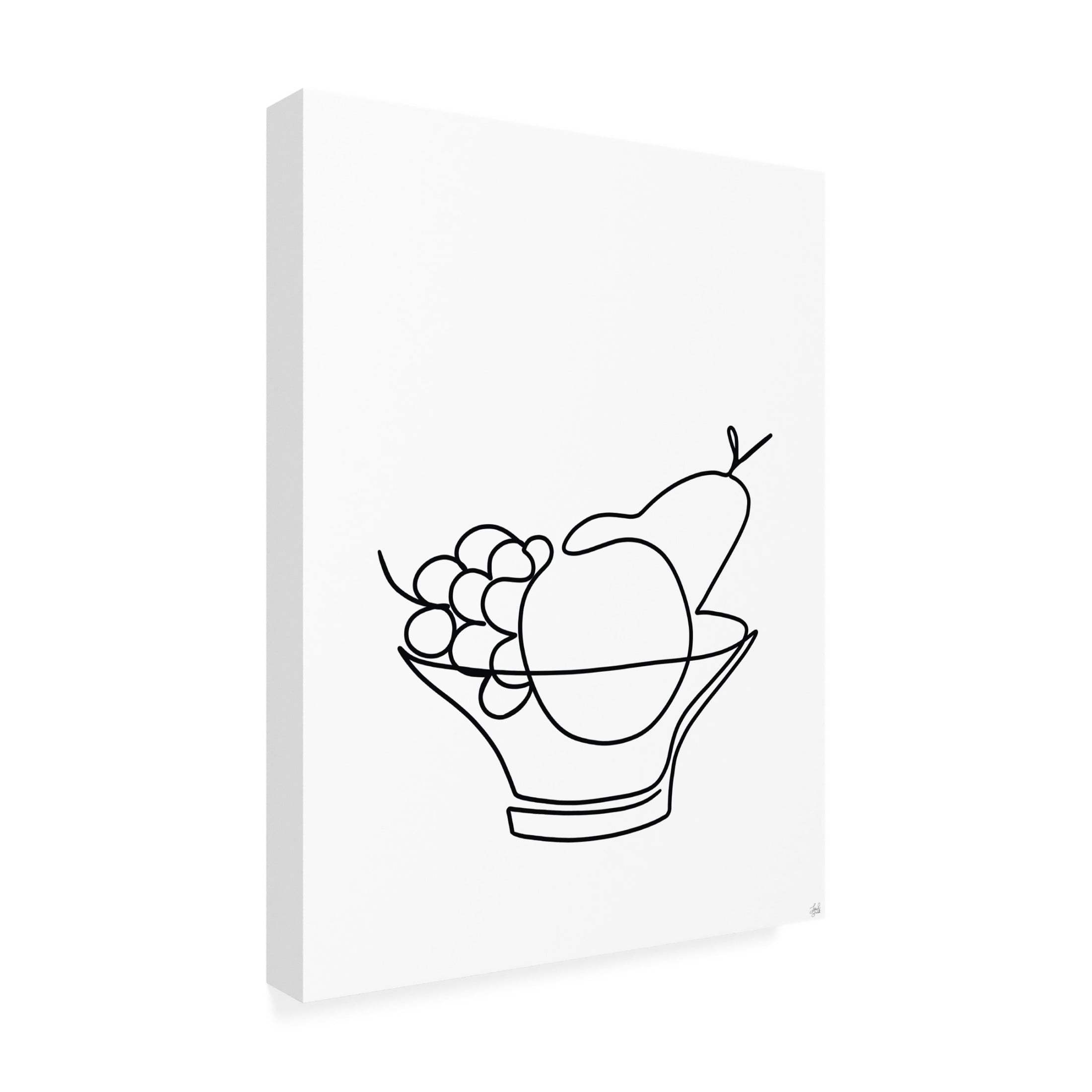 Canvas Wall Art - Line and Brush 'Still Life Fruit Bowl' Wall Art for Living Room, Bedroom, or Office Décor by Trademark Fine Art - 14 x 19 Inches