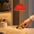 thumbnail image 5 of Cordless Pleated Table Lamp, Rechargeable Vintage Bedside Lamp, Portable Fabric Shade Night Light for Bedroom Dining Room Home Decor, 5 of 7