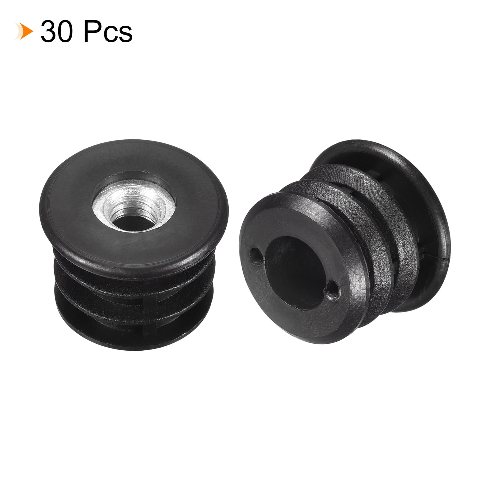 30Pcs Round Black Tube Inserts with M8Thread, for 27mm/1.06