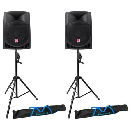 (2) Rockville RPG12 12  Powered 800 Watt DJ PA Speakers+Crank-Up Speaker Stands price history on PriceWatchPro