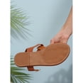 thumbnail image 5 of Sandals Wide Feet, Women's Flat Sandals, Wide Width Sandals for Women, Women's Mexicanos Huaraches Sandals Summer Beach Vacation Closed Toe Ankle Strap Flats Walking Wedding Shoes, Brown 7, 5 of 8