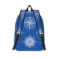 thumbnail image 2 of Lsque Compass Pattern Canvas Daypack, Durable Backpack, High-quality Versatile Backpack,Vintage Compact Backpack-Medium, 2 of 6