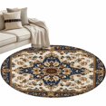 thumbnail image 2 of Boho Ethnic Round Area Rug 4 FT, Non Slip Indoor Outdoor Rug, Vintage Bohemian Traditional Floral Classic Washable Soft Circular Carpet Non-Shedding Floor Mat for Coffee Table Nursery Foyer Balcony, 2 of 8