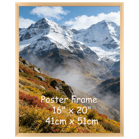 16x20 Poster Frame for Wall Mounted Display Vertically or Horizontally, Gold Picture Frame for Bedroom Living Room Office, Single