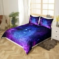thumbnail image 2 of Erosebridal Galaxy Duvet Cover Set Full Size for Teens Starry Sky Bedding Set Cosmos Comforter Cover with 2 Pillowcases Soft Microfiber Zipper Blue Purple Design 3 Pcs Lightweight, 2 of 7