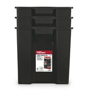 Hyper Tough Garage Plastic Stacking Open Storage Bin, Large, Black, No Lid