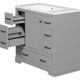 thumbnail image 4 of Grey 36" Bathroom Vanity With Sink. Solid Wood And Made. 6 Drawers, Adjustable Shelf & Functional Divider. Ceramic Fashionable Style. Assembly Needed Sink, Grey. . Drawers Contemporary Taste., 4 of 7