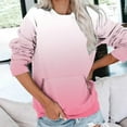 thumbnail image 3 of Scyoekwg Trendy Crewneck Sweatshirts Women Loose Ladies Sweatshirt with Pocket Long Sleeve Pullover Casual Gradient Color Fall Sweatshirt Pullover(Pink,M), 3 of 5