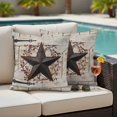 thumbnail image 4 of Texas Star Vintage Outdoor Waterproof Pillow Covers, Brown Retro Berry Wooden Decorative Square Throw Pillowcase Sofa Cushion Sham for Patio/Couch/Chair, 16"x16" 2 Pack, 4 of 8