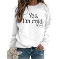 thumbnail image 1 of Sudadera de manga larga con estampado de letras y cuello redondo para mujer, estilo informal, para otoño, color blanco M, 1 of 5