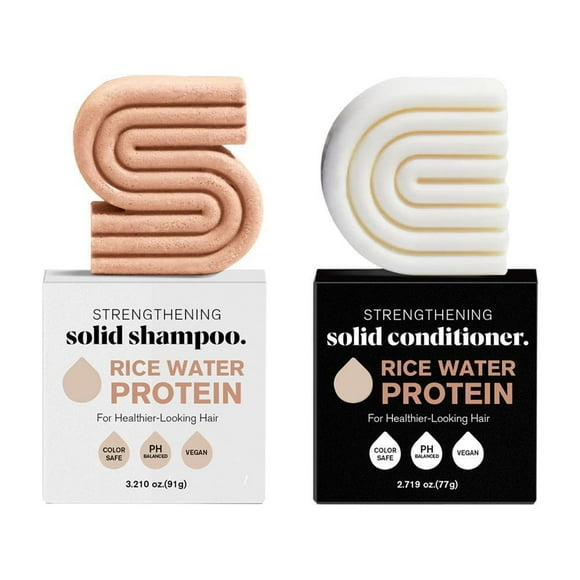 Strengthening Hair Shampoo & Conditioner Bar Soap with Rice Water Protein UK