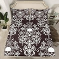 thumbnail image 2 of Feelyou Tribal Brown Damask Twin Sheet Sets for Women, Gothic Hippie Skeleton Twin Fitted Sheet, Retro Bohemian Style Flat Sheet, Lightweight Room Decor, 3-Piece, 2 of 7