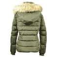 thumbnail image 3 of Women's Winter Quilted Puffer Coat Fleece Lined Warm Jacket with Removable Faux Fur Hood and Zipper, 3 of 3