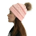 thumbnail image 2 of beishanbush Hats Women Solid Stitching Outdoor Plush Hats Crochet Knit Beanie Cap Peaked Cap Pink, 2 of 3