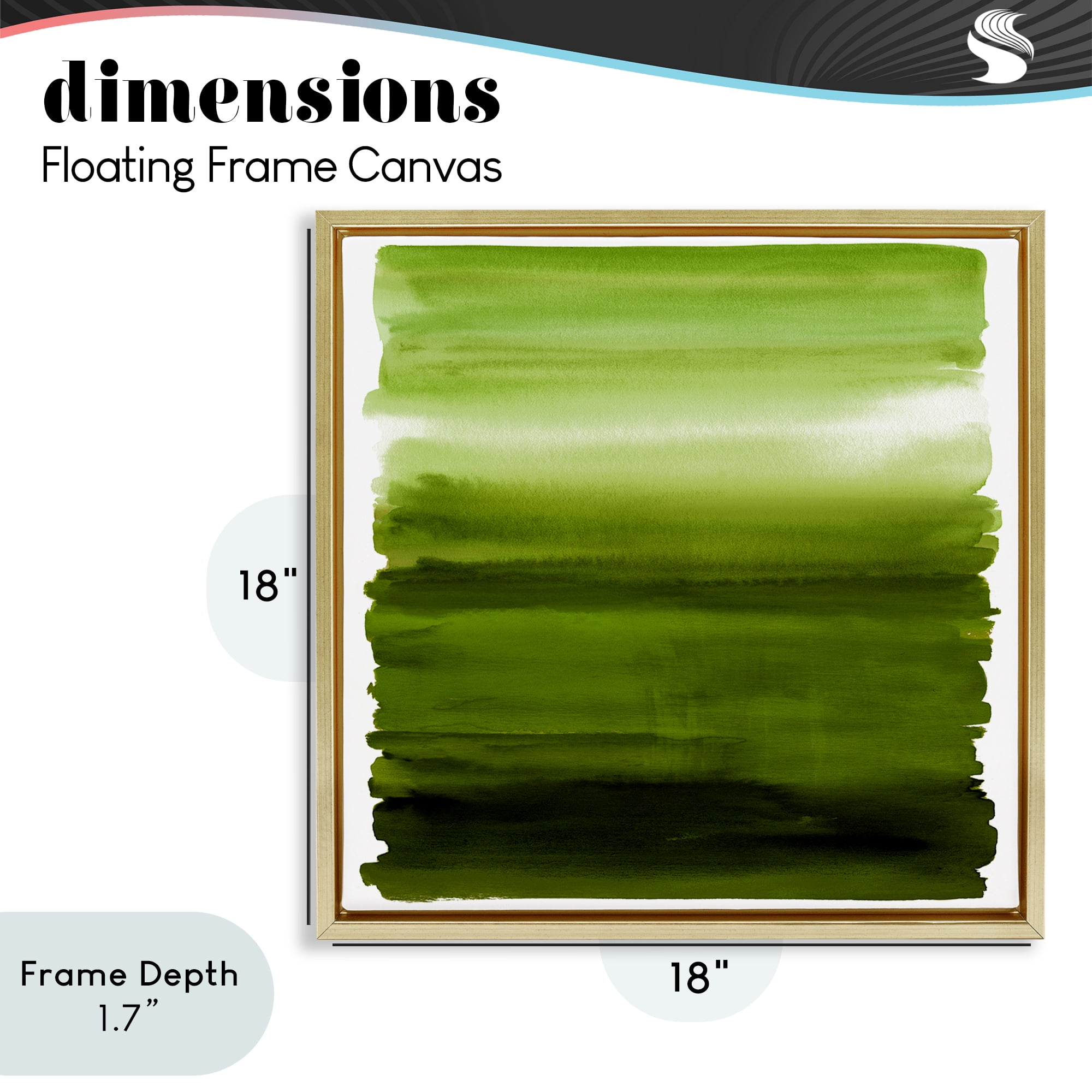 Stupell Industries Earthy Green Ombre Gold Framed Floater Canvas Wall Art, design by Allie Corbin