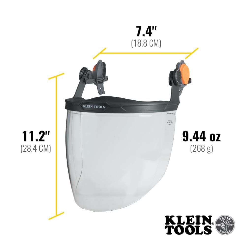 Klein Tools 60472 Face Shield, Safety Helmet and Cap-Style Hard Hat, Clear