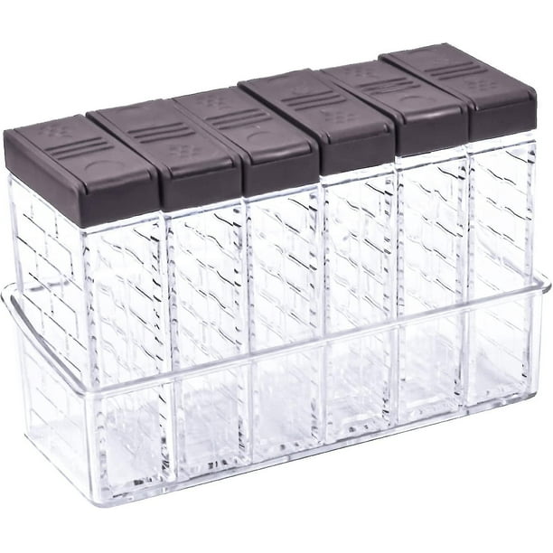 Paquete de 6 cajas de especias de plástico, especiero sellado para camping, para almacenar sal, pimienta y especias de cocina.