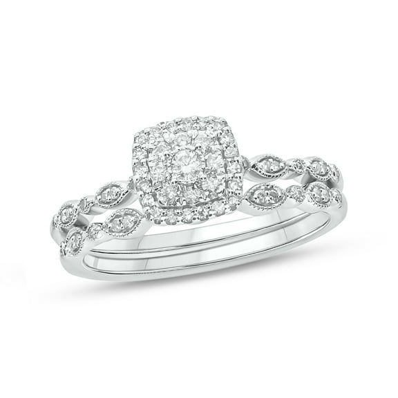 Cali Trove 1/4 Cttw Round White Diamond Sterling Silver Wedding Bridal Ring Set Ring US 6