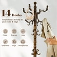 thumbnail image 4 of Wooden Coat Rack Stand, Vintage Natural Birch Wood Coat Racks Freestanding, Solid Coat Tree Stand with 14 Hooks, Classic Sturdy Coat Racks Hall Tree for Entryway, Office, 4 of 8