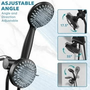 Cshidworld Premium High Pressure Dual Shower Head, 3-Way Rainfall Combo, 5 Spray Handheld Shower Head and 5 Spray Rain Showerhead with 60” Stainless Steel Hose Separately or Together, Matte Black