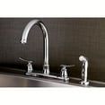 thumbnail image 2 of Kingston FB7791JLSP Jamestown Two-Handle 4-Hole 8" Centerset Kitchen Faucet with Side Sprayer in Polished Chrome, 2 of 5