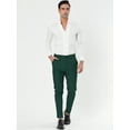 thumbnail image 3 of Unique Bargains Men's Striped Pants Slim Fit Flat Front Business Dress Trousers 32 Green Black, 3 of 7