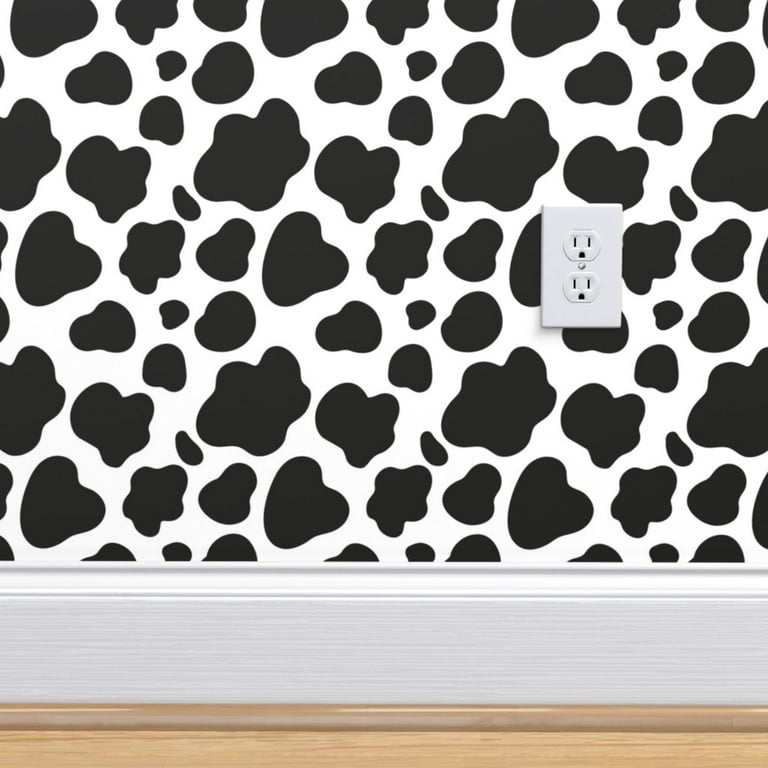 Removable Wallpaper Swatch - Cow Print Animal Black White Modern Custom  Pre-pasted Wallpaper by Spoonflower 