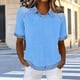 thumbnail image 4 of Tops de Manga Corta para las Mujeres Camiseta Suelta de Primavera Y Verano con Solapa Casual, 4 of 5