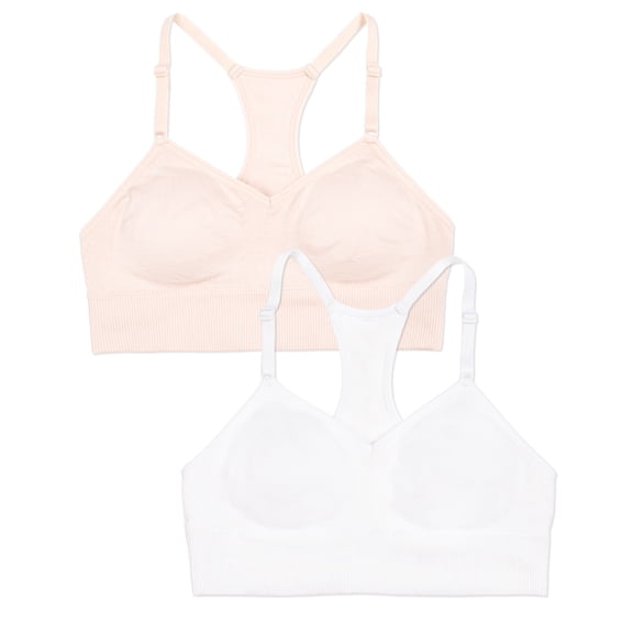 Fruit of The Loom Girls' 2-Pack Seamless Racerback Sports Bra