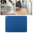 thumbnail image 4 of Silicone Dish Draining Mat Pot Holder Heat Resistant Waterproof 45cm X 40cm Dish Draining Mat Draining Board for Dishes And Utensils Navy blue, 4 of 8